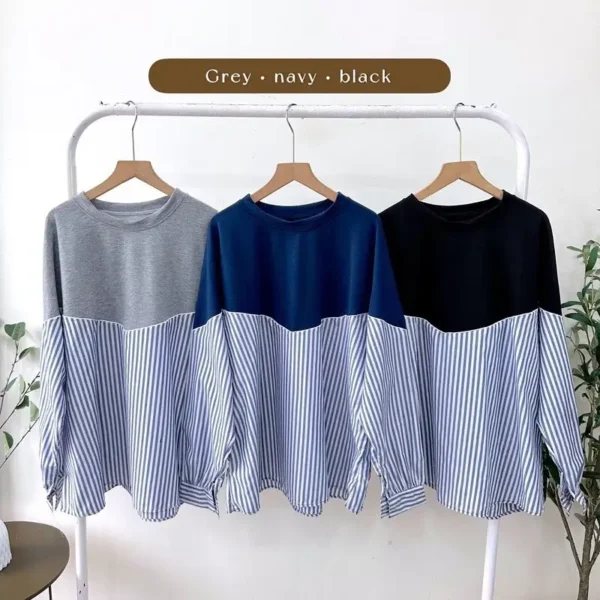 DEFINA BLOUSE ATASAN MUSLIM TERBARU Grey Premium Mix Babyterry Elegan Modis Nyaman Berkualitas Tinggi 🌫️👚✨ - Image 5