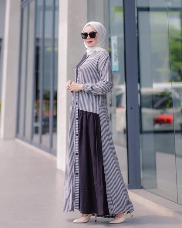 MELANI DRESS BAJU GAMIS TUNIK MUSLIM WANITA TERBARU Hitam Gamis Tunik Muslim Wanita Terbaru dengan Gaya Elegan 🌑👗🌙 - Image 2